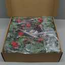 28Inch Christmas Wreath for Front Door, Artificial Real Touch Xmas Wreath with Warm Lights Faux Greenery Pinecone Berries for Outdoor Indoor Wall Table Home Holiday Christmas Front Door Decorations