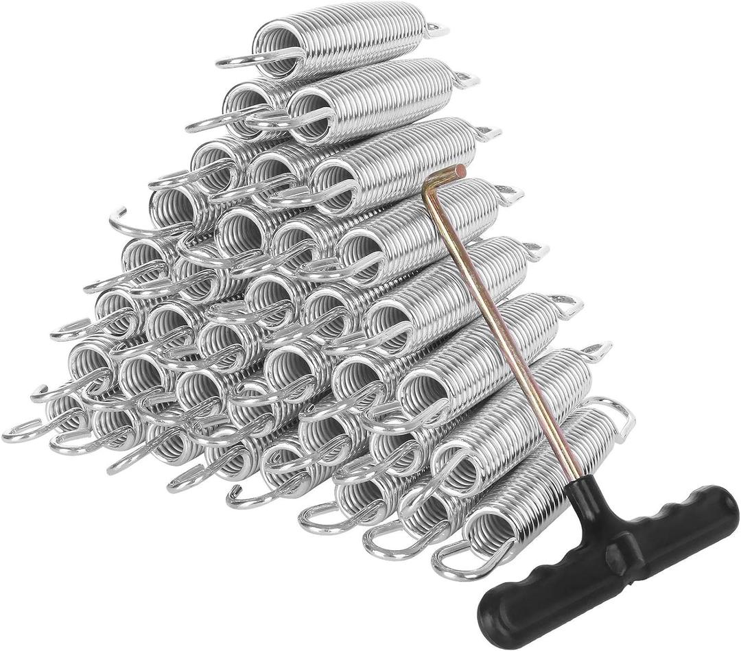 40 Pack Trampoline Springs 5.5 Heavy Duty Galvanized Steel Replacement Trampoline Parts Springs with T Hook, Great for Outdoor Trampoline Aotob, Skywalker, JumpKing, UpperBounce, SkyBound