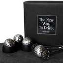Stainless Steel Golf Ball Whiskey Chillers – Reusable Non-Diluting Ice Cubes for Whiskey, Cocktails – Set of 4