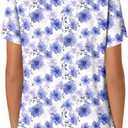 Anydeer Womens Short Sleeve Summer Tunic Tops Dressy Chiffon Blouse Henley Shirts 2026 Casual Pullover (L)