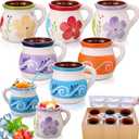 Gejoy Pack of 6 12oz Mexican Terracotta Mugs Clay Cups Artisan Made Coffee Mugs, Cocktail Glasses and Tea Cups for Cold Drinks, Hot Drinks, Decor