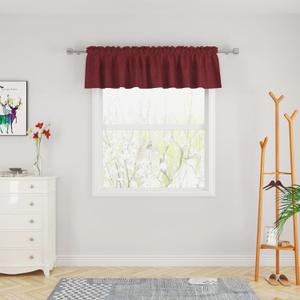 UPOPO Red Valance Curtains 14 inches Long Linen Textured Curtain Toppers Valance Living Room Kitchen Short Small Mini Little Bedroom Window Curtain Valances 1 Panel Rod Pocket 90"x14"
