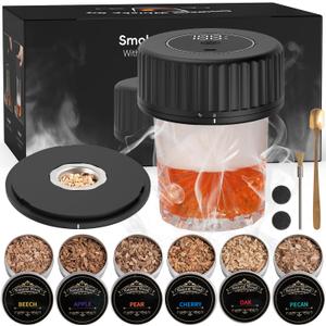 Electric Whiskey Smoker kit - Built-in Lighter (No ButaneDrink Smoker, 6 Wood Chip Flavors, Rechargeable Cocktail Smoker Kit, Birthday Bourbon Whiskey Gift, Suitable for Men, Dad, Husband