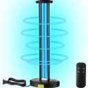 Qualirey 100W UV & Ozone Sanitizer, High Power Room Disinfection Light with 3 Level Timer & Remote, Whole Room Disinfection for Large Spaces, Offices & Basements