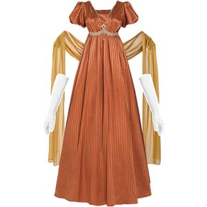 NSPSTT Regency Dresses for Women Plus Size Victorian Ball Gown 1800s Daphne Costume (XX-Large, Brown)