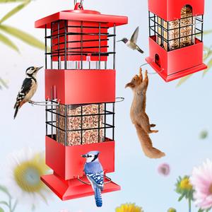 Squirrel Proof Bird Feeder,3.5Lb,4 Ports,Weight Activated,Easy Refill