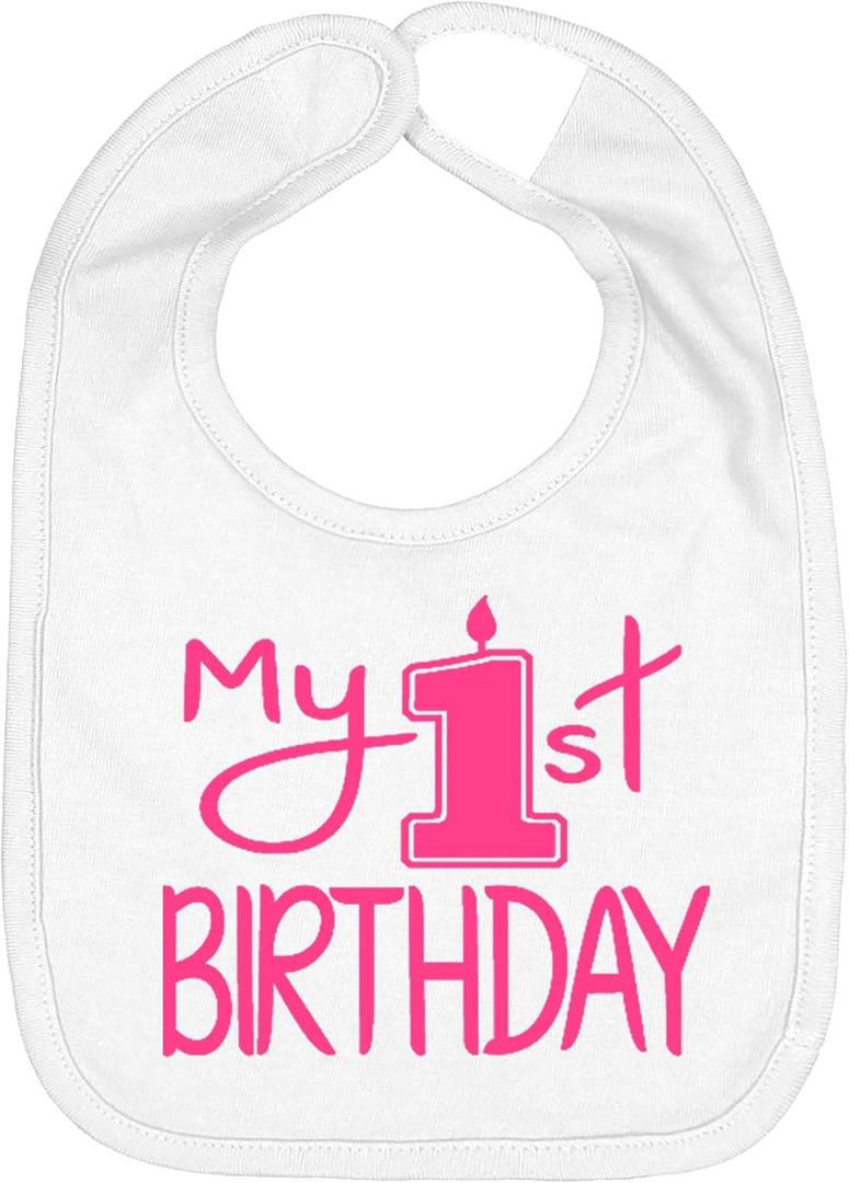 Aiden's Corner Handmade Cute Baby Boy Girl First Birthday Smash Cake Bibs - Birthday Bib (Pink White)