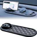 3 x Universal Anti-Slip Car Dashboard Mat with 360 Rotating Phone Holder Multi-Functional Organizer Pad for Phones, Sunglasses, Keys, and Daily Essentials (Gray Black)