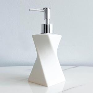 Modern White Soap Dispenser with Silver Pump for Bathroom and Kitchen, Contemporary Art Style, Matte Finish, Rust Proof, 8.5oz (Arctic White)