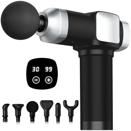 CAMEFER Deep Tissue Massage Gun, Portable Percussion Electric Muscle Massager for Pain Relief, Handheld Massagers with 30 Speeds & 6 Attachments for Back and Neck, Gifts for Men Women