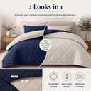 Reversible 3 Piece Full/Queen Comforter Set, Beige & Navy, Comforter 3 Pc - Full/Queen