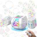 Bubble Machine, Rechargeable Dual-Nozzle Bubble Machine with Remote Control, 30000+ Bubbles Per Minute, RGB Lights, Bubble Machine for Kids, Weddings, Birthday Parties, Outdoor Activities