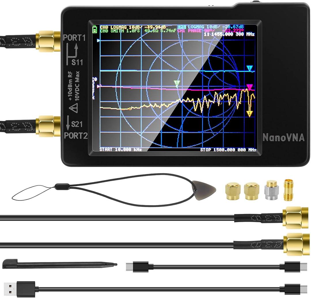 [Upgraded] AURSINC NanoVNA-H Vector Network Analyzer 9KHz -1.5GHz Latest HW V3.7 HF VHF UHF Antenna Analyzer, Measuring S Parameters, SWR, Phase, Delay, Smith Chart