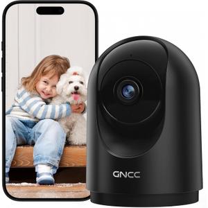 GNCC 2K Security Camera Indoor 360 WiFi Cameras for Home Security with Motion Detection, Pet/Dog/Baby Camera with Phone app, Baby Monitor&Night Vision, TF/Cloud Storage(Not Included) 2.4Ghz WiFi