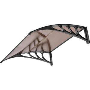 VIVOHOME Polycarbonate Window Door Awning Spliced Canopy Brown with Black Bracket 40 Inch x 40 Inch