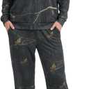 LOOGU Womens Pajama Set Cozy Sweatshirt Casual Jogger Pants Comfy Loungewear for Fall 2 Piece Outfits Clothing, Size 2XL