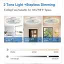 Ceiling Fans with Lights and Remote, 19.7" Low Profile Ceiling Fan with Light, 3000-6500K Dimmable, 6 Speeds and Stepless Color Temperature Change for Bedroom, Living Room and Kids Room(White)