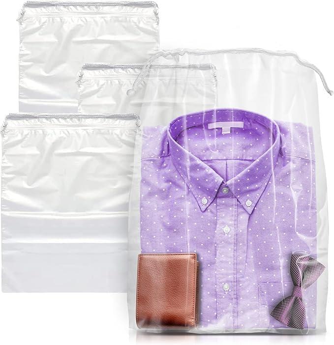 InfinitePack Large Transparent Shoe Bags for Travel, Portable Shoe Bags, Shoes Pouch Storage Organizer with Drawstring for Men & Women aClear Window Shoes Pouch with Rope (10"x14"(100pcs))