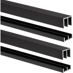 2Sets Aluminum Sliding Door Track Set for 1/4" Thick Panels Glass Cabinet Door Window Sliding Track, Size 48 x 0.79 inches (Black)