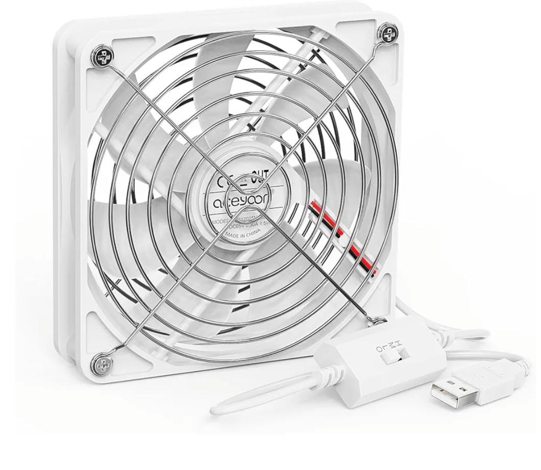 Aceyoon 120mm USB Fan, 5V Computer Cooling Fan with Speed Control Portable Mini USB Fan for Laptop Receiver DVR Xbox TV Box Computer Cabinet Cooling, White