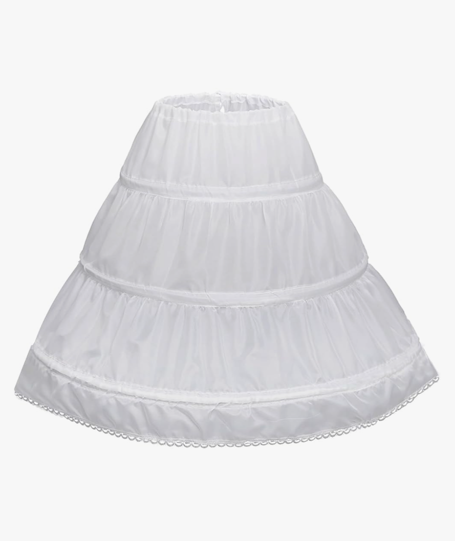 Abaowedding Girls' 3 Hoops Petticoat Full Slip Flower Girl Crinoline Skirt, 4-6 Y