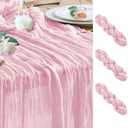 Wokceer Cheesecloth Table Runner 3Pack 10FT Blushing Pink Christmas Boho Gauze Fall Cheese Cloth Table Runner for Party Easter Rustic Sheer Table Runners for Baby Bridal Shower Wedding