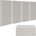 4 PCS Fabric Acoustic Panels,24''x12''x2'' Sound Proof Panels for Walls,Acoustic Wall Panels, Self-adhesive Soundproof Wall Panels for Echo Absorption for Home Studio Office (flaxen)