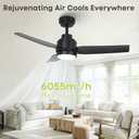Black Ceiling Fans with Lights, 42 Inch Modern Ceiling Fan with Remote for Bedroom, Living Room, Patio, Outdoor&Indoor, Dimmable 3 Color Ceiling Fans with 6 Speeds, Quiet DC Motor, Timer
