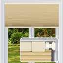 No Drill Cellular Shades Cordless Blackout Honeycomb Blinds 36"Wx64"H Beige | No Tool No Drill Design for Super Easy Installation, Cordless Design for Kids & Pets Safety, Aluminum Top Rail & Bottom Rod