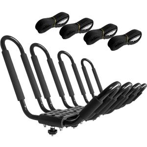 Kayak Roof Rack, 2 Pair J-Bar Roof Rack with 4 Ropes. Heavy Duty Kayak Roof Carrier for Your Canoe SUV and Trucks