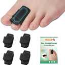Hammer Toe Straightener with Aluminum Plate - 4 Pack Adjustable Hammer Toe Corrector for Women & Men - Toe Splints & Wraps Support for Crooked, Curled, Bent Toes