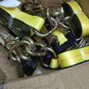 4PCs Towing Recovery Winch Strap w/RTJ Cluster Hook 2" x12', with 4PCs Ratchet Chain Tail, 10000LBS Recovery Towing Truck Straps, Towing Truck Car Trailer Winch Wrecker Tie Down Straps