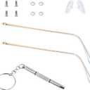 Glasses Arm Replacement Metal Gold Eyeglass Legs Replacement Single Teeth Thin Eyeglasses Repair Legs Sunglasses Arm with Transparent Tips Glasses Temple Eyewear Frame Temple Accessory