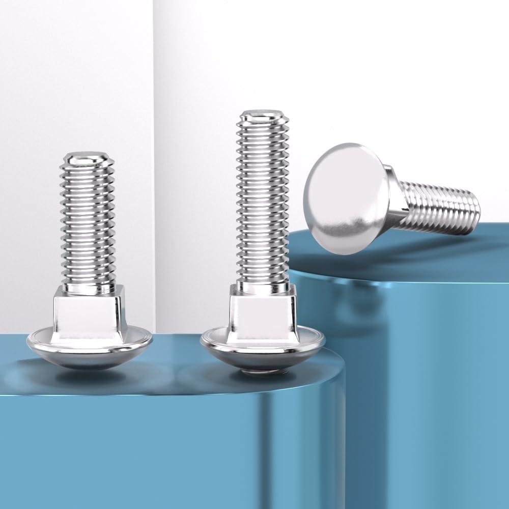 M10*70 (Pack of 10) Carriage Bolts Screws, Stainless Steel 18-8 (304), Round Head, Square Neck, Fully Threaded, Silver, X30412M10*70