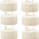 60Inch Ivory Round Tablecloth,6 Pack Wrinkle Resistant 5ft Spandex Tablecloth,Washable Stretchy Polyester Table Cloth Round Cover for Dining Table,Wedding,Reception Banquet, Birthday Party, Buffet