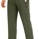 Forik Men's Lightweight Hiking Pants Quick Dry Waterproof Joggers Athletic Workout Sweatpants with Zipper Pockets (Green)