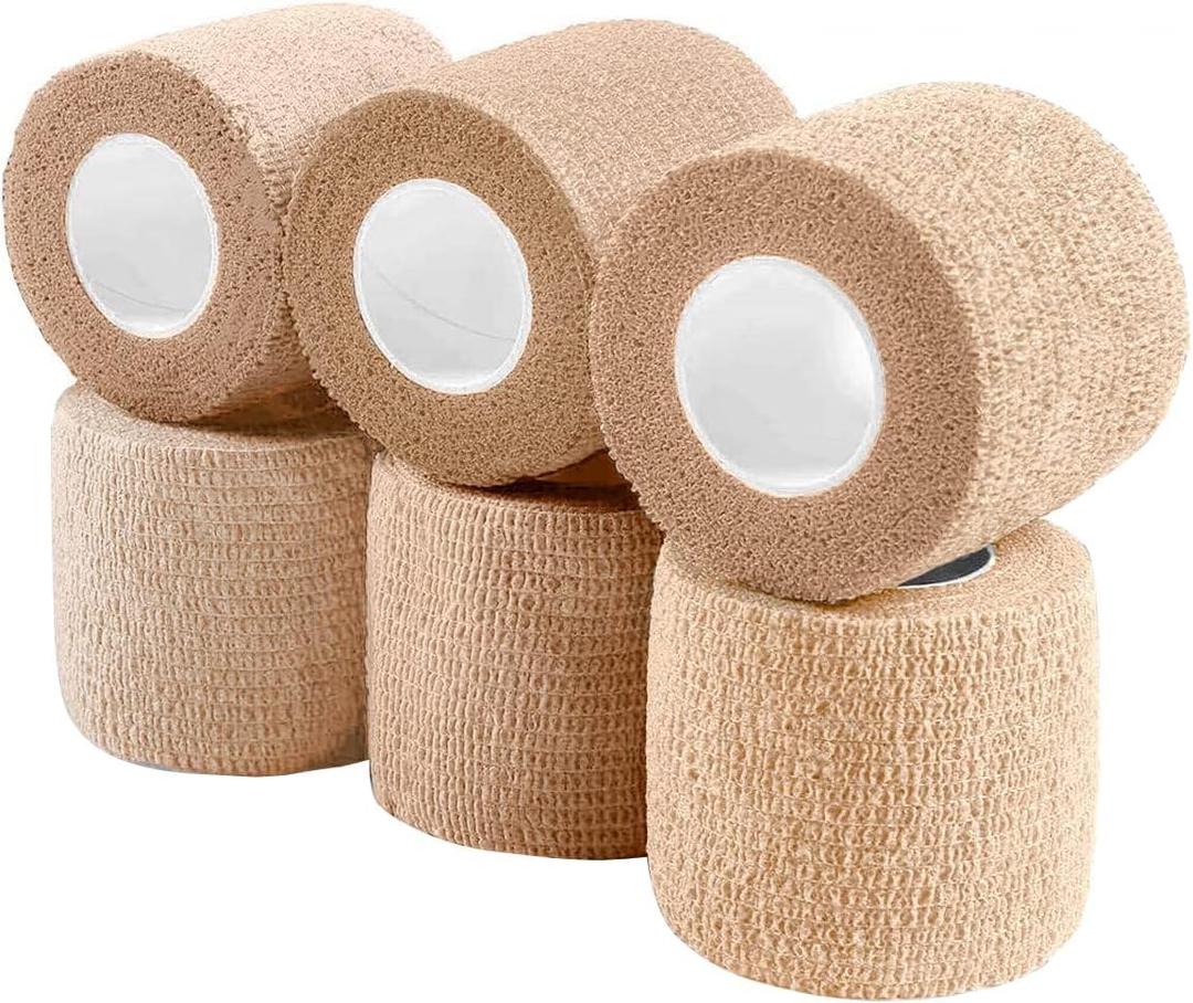 WePet Pet Wrap, Self-Adhesive, Only Sticks to Itself, Non-Woven Tape for Dog Legs, Paws, Wounds, First Aid Cohesive Gauze for Horse, Cat, Bird, Animal, 6 Rolls, 2 Inch, Solid Color