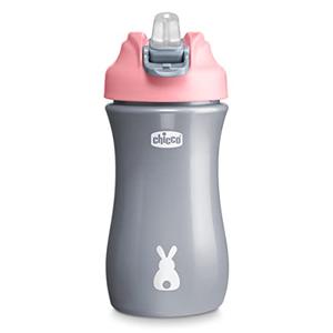 Chicco Soft Spout Sippy Cup 18+ Months, 12oz Toddler Water Bottle with No-Spill Design, Easy-Grip Handle, BPA Free, Pink/Silver