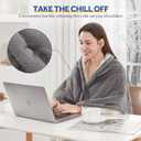 Sealy Heated Blanket Throw with Built-in Button Controller, Reversible Flannel to Sherpa Electric Blanket with 2-10 Hours Auto-Off & 4 Heating Levels, Over-Heat Protection, 50x60 inch, Light Grey