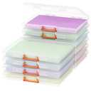 Lifewit 12 Pcs Plastic Multi-Purpose Storage Box with Handle, Labels, 12 Zipper Pouches, Translucent A4, 8.5 x 11 Letter Size Paper Storage, Storage Containers for Projects, Craft, File, Art Supplies