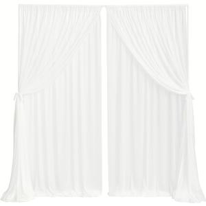 Ling's moment 10ft x 10ft White Sheer Wedding Backdrop Curtains, Wrinkle-Free Chiffon Drapes for Wedding Decor Holiday Party Baby Shower Photography Background Home Decor,2 Layers