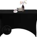 Spandex 4ft Waterproof Table Cover for Party,Wedding, Banquet, and Events(Black) (48" x 30" (Rectangular))