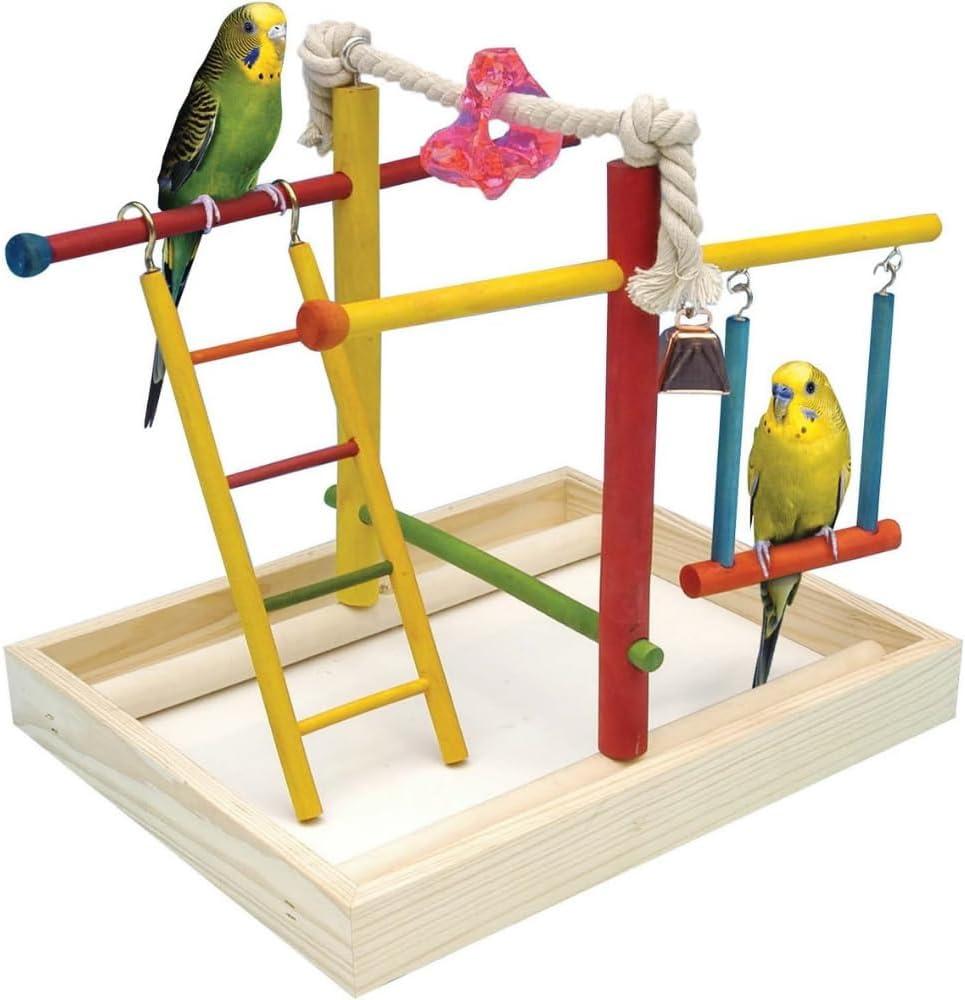 Penn-Plax Bird Life Wooden Playpen  Perfect for Parakeets, Lovebirds, Parrotlets, Cockatiels, and Green Cheek Conures  Medium