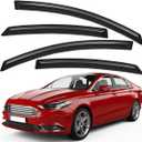 Lightronic Extra Durable Outside-Mount Auto Vent Window Visor, Fits 2013-2020 Ford Fusion, UV Protection Rain Guard, Original Wind Deflector, No-Drill Easy Install, Dark Smoke, 4-Pcs