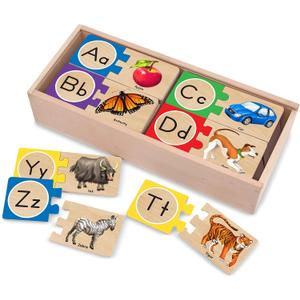 Melissa & Doug Self-Correcting Alphabet Wooden Puzzles With Storage Box (52 pcs)
