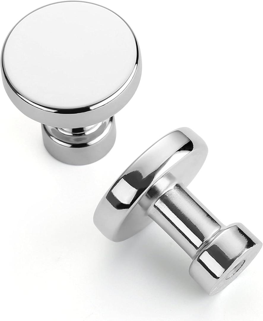 Asidrama 20 Pack 1-1/4 inch Polished Chrome Kitchen Cabinet Knobs Dresser Drawer Cabinet Hardware Zinc Knobs for Dresser Drawers