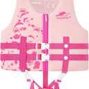 HeySplash Swim Vest for Kids, Toddler Pool Floaties, Children Swimming Vest with Adjustable Strap, Swim Jacket Water Wing Arm Float, Puddle Sea Beach Boat Jumper Boy Girl Baby, Pink Whale 