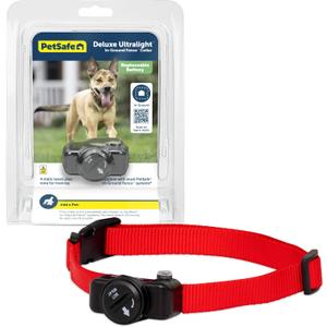 PetSafe Deluxe Ultralight Pet Fence Receiver Collar Electric Dog Containment, In Ground Dog Fence Waterproof Feature, Low Battery Indicator, Pet Collars for Dogs Collar Receiver