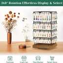 EsLuker.ly Rotating Earring Display Holder Stand for Vendors Events Selling, Large Capacity 64 Hooks Jewelry Rack with Wooden Base for Earring Card Sales, Enhances Retail Display Visibility