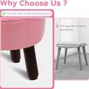 Small Foot Stool Round Pouf Ottoman, 13'' Leather Foot Rest with Non-Skid Rubber Legs, Foolstool Ottomans for Couch, Sofa Footrest Step Stool for Living Room Bedroom Entryway Office, Pink